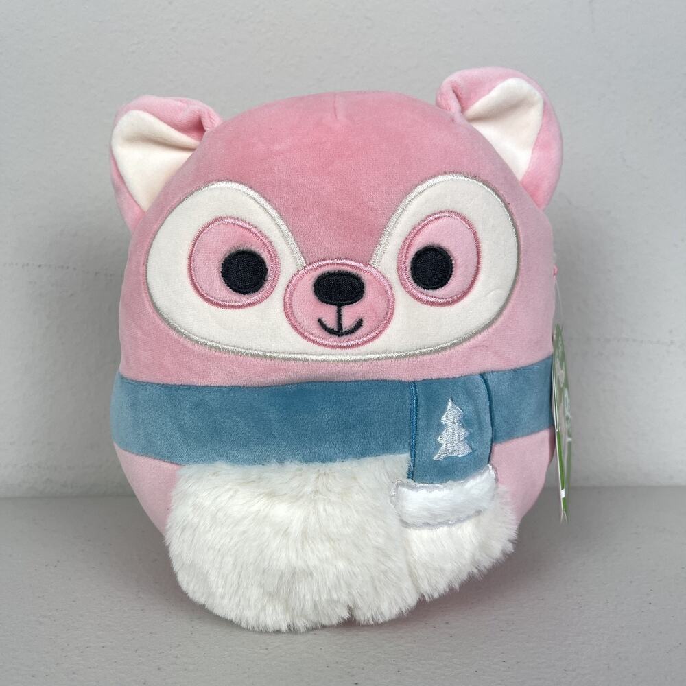 Squishmallows 8” DITTY Pink Lemur Christmas Holiday 2023 Scarf Plush NWT
